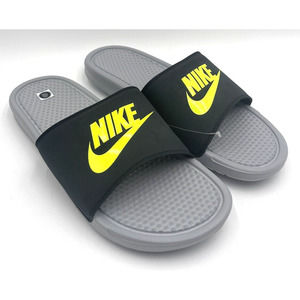 NEW Nike BENASSI JDI Men's Sandal Wolf Grey Volt Black US Size 14 NIB  343880-027
